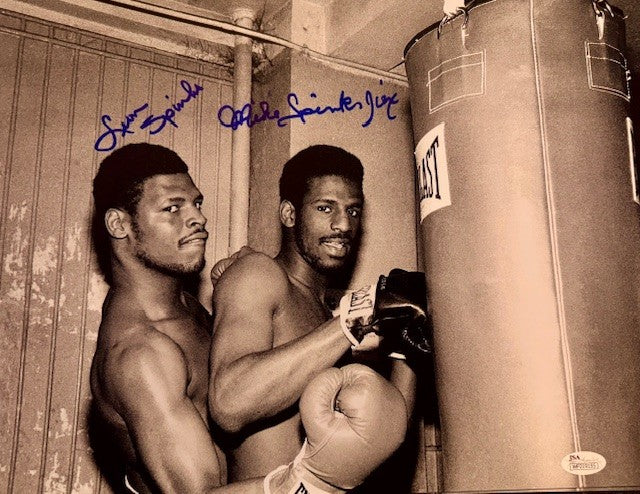 Michael Spinks & Leon Spinks Dual Signed Autographed 16x20 Boxing photo JSA