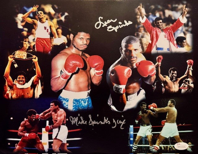 Michael Spinks & Leon Spinks Dual signed autographed 16x20 Boxing Rare photo JSA