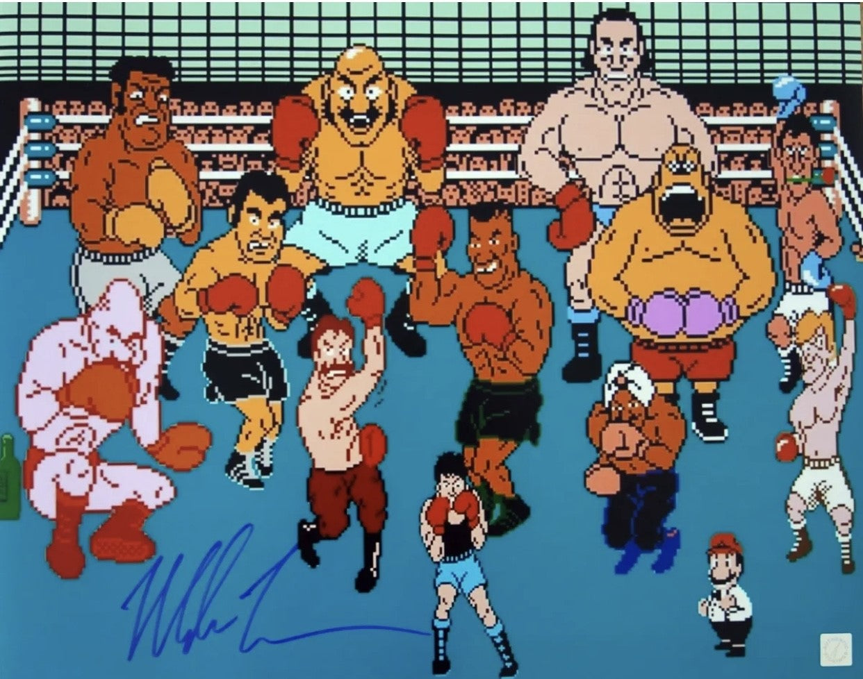 Mike Tyson Autographed Punch Out Cast 16x20 Photo Proof