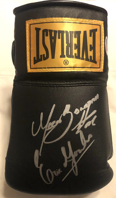 Erik Morales vs. Marco Antonio Barrera dual Autographed Black Boxing Glove in Silver Signature, PSA