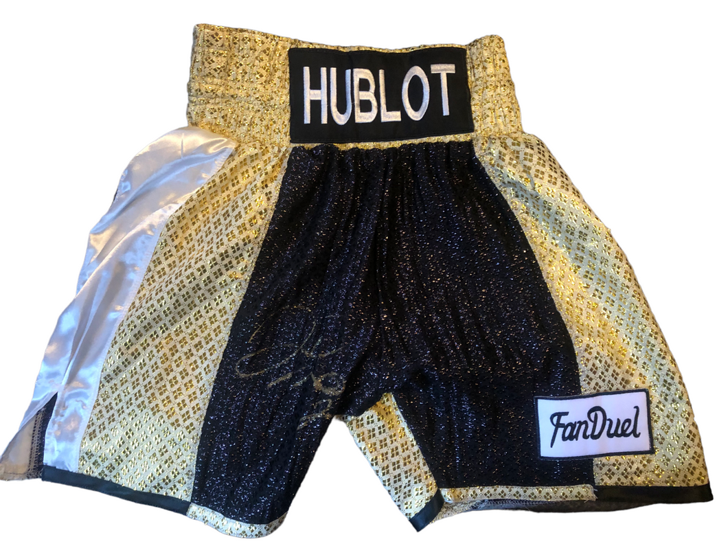 Floyd Mayweather Jr. Signed The Money Team Hulbot Boxing Trunks Inscribed  TBE (Beckett COA)