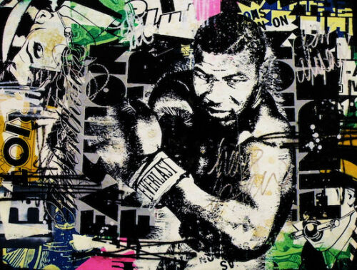 Mr Brainwash Print on Canvas Graffiti art wall decor Mike Tyson Boxing ...