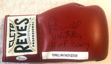 Pernell Whitaker Signed Red Rare Reyes Boxing Glove signed HOF 2007,