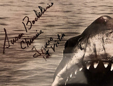 JAWS 1st Victim autographed 8x10 photo with Steven Speilberg in shark JAWS