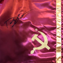 Dolph Lundgren Red and Yellow Drago Hand made Boxing Trunks signed